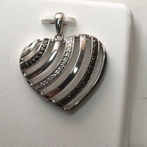 Heart Shape Pendant with Sapphires and CZ